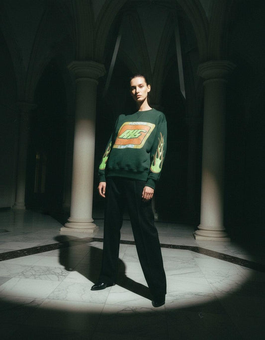 Green Flame - Cropped Heavyweight Crewneck.