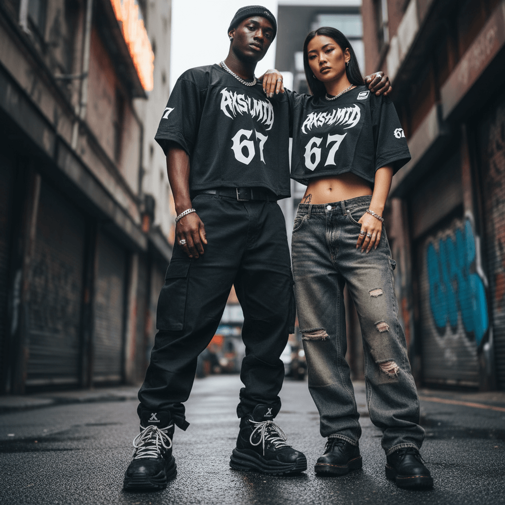 AXS+LMTD "67"- Cropped Mesh Jersey.