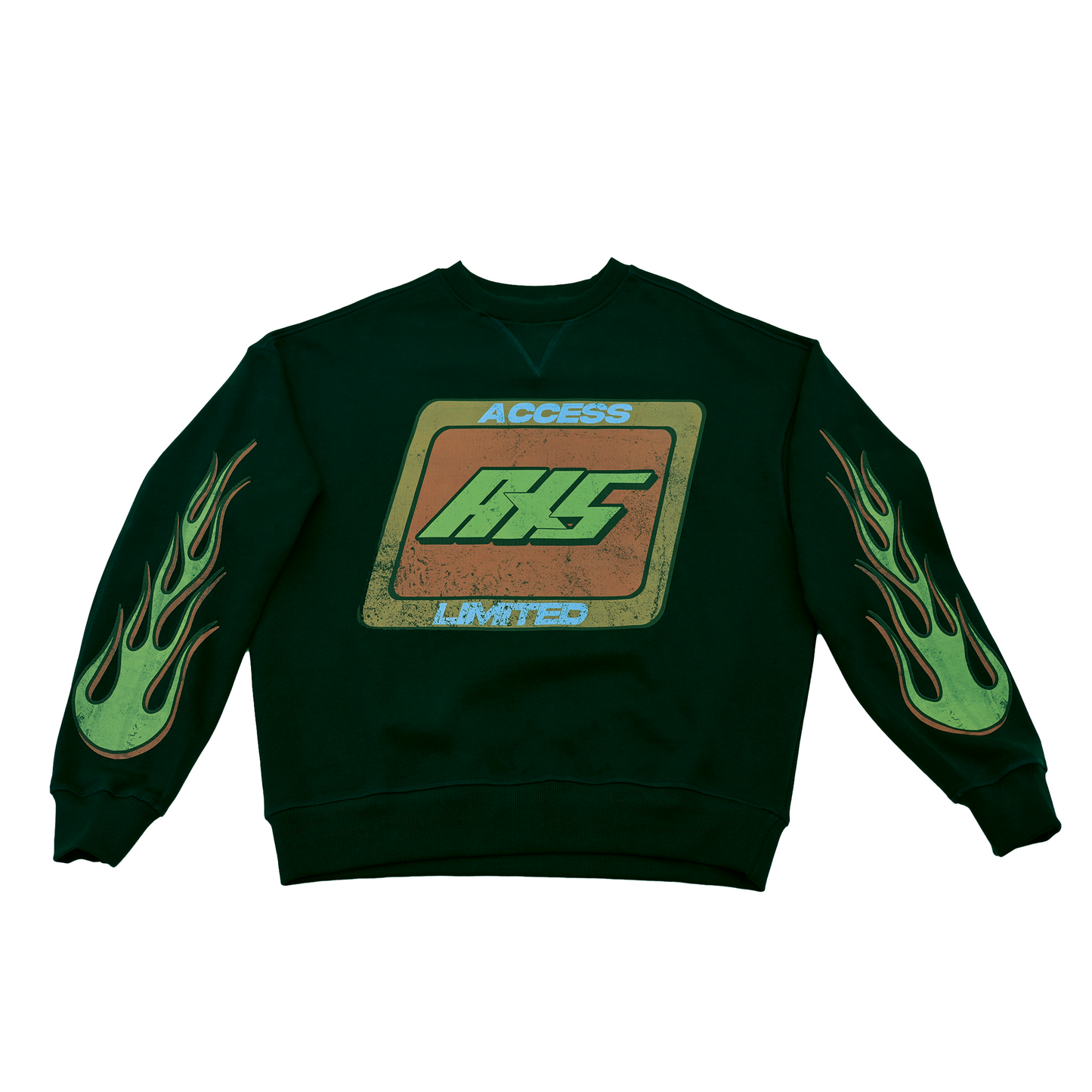 Green Flame - Cropped Heavyweight Crewneck.